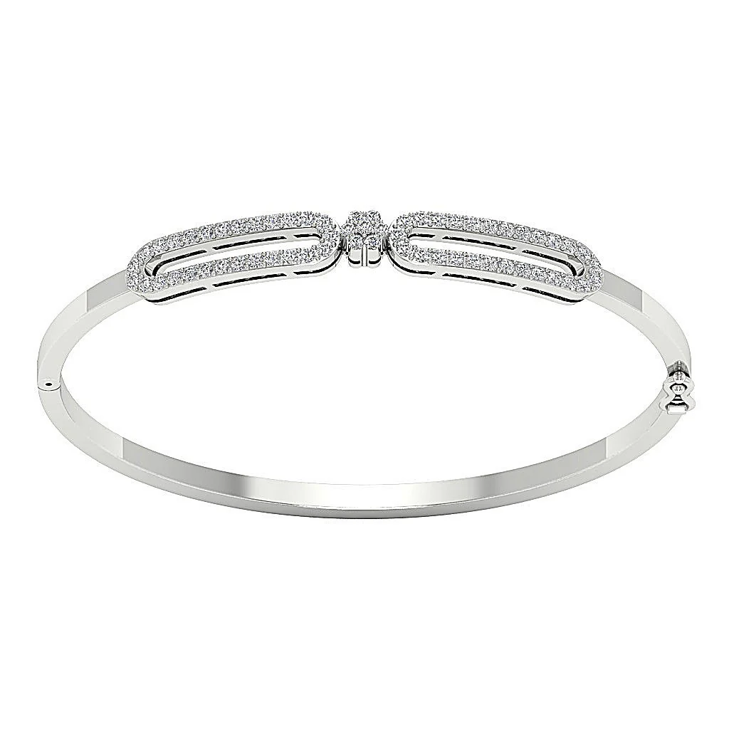 The Lucy Fancy Genuine Diamond Rose Gold Designer Bangle Bracelet Prong Set - Image 4
