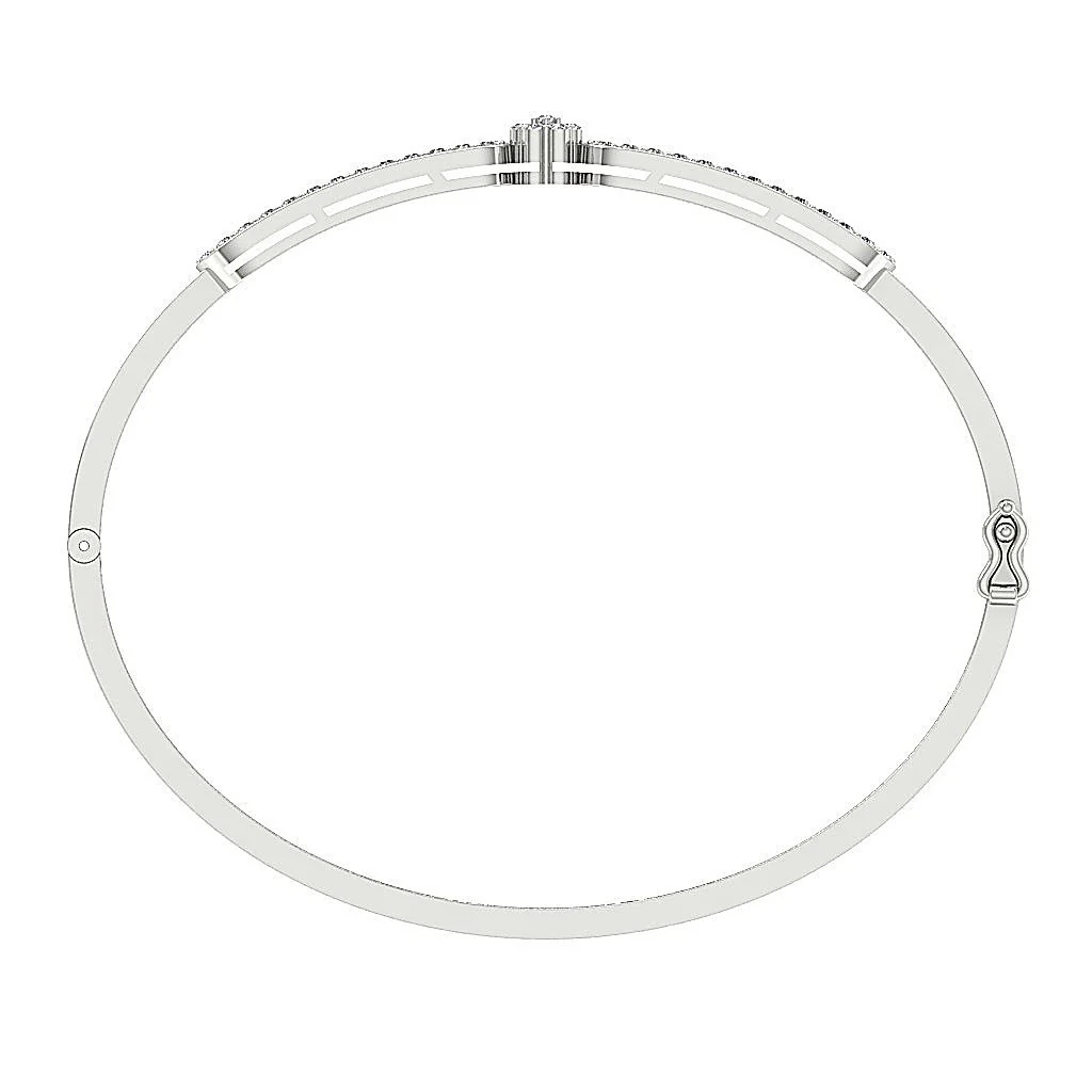 The Lucy Fancy Genuine Diamond Rose Gold Designer Bangle Bracelet Prong Set - Image 6