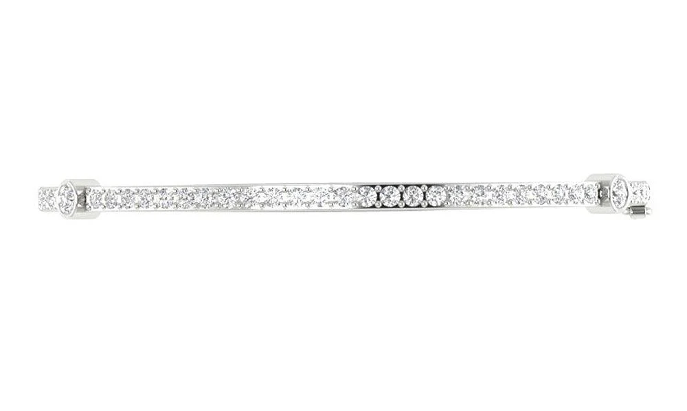 The Elena Elegant Natural Diamond Bangle Bracelet Prong & Bezel Set For Women - Image 4
