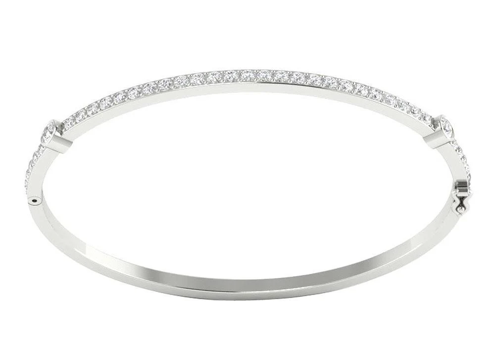 The Elena Elegant Natural Diamond Bangle Bracelet Prong & Bezel Set For Women - Image 5