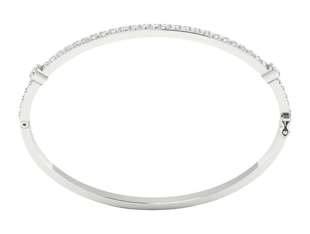 The Elena Elegant Natural Diamond Bangle Bracelet Prong & Bezel Set For Women - Image 6