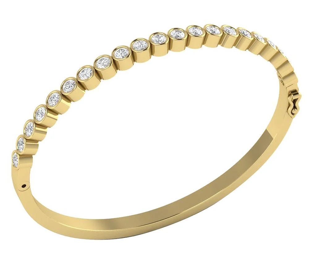 The Maya 1.85 Carat Round Cut Diamond Bangle White Gold Bezel Set For Het - Image 4
