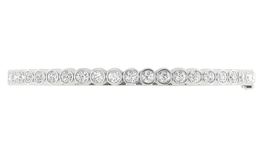 The Maya 1.85 Carat Round Cut Diamond Bangle White Gold Bezel Set For Het - Image 5