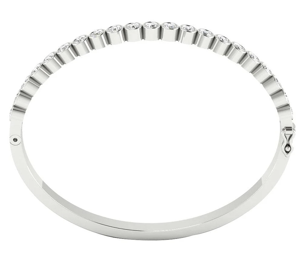 The Maya 1.85 Carat Round Cut Diamond Bangle White Gold Bezel Set For Het - Image 6