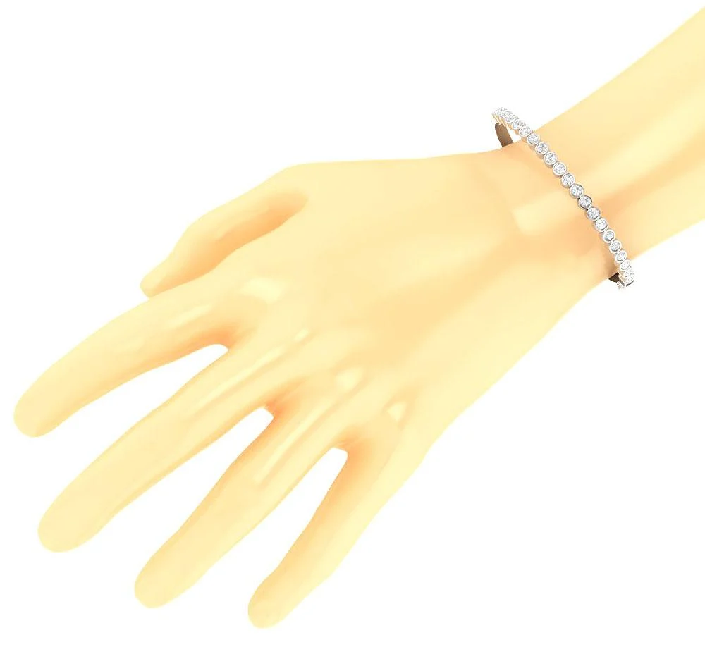 The Maya 1.85 Carat Round Cut Diamond Bangle White Gold Bezel Set For Het - Image 7