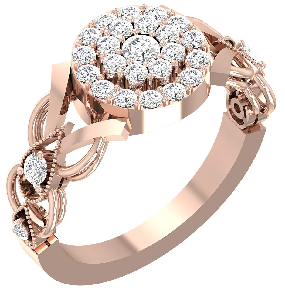 The Mila Double Halo Wedding Band 1.55 Carat Natural Diamond 14K Rose Gold Prong Set