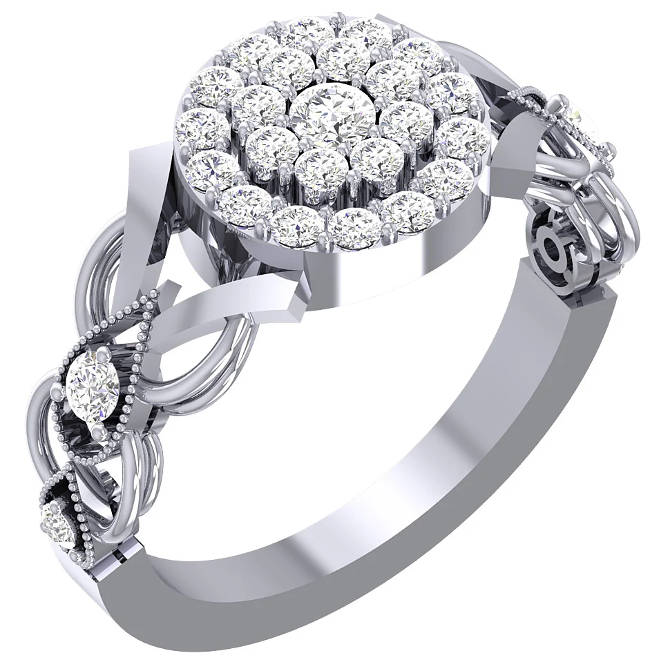 The Mila Double Halo Wedding Band 1.55 Carat Natural Diamond 14K Rose Gold Prong Set - Image 2