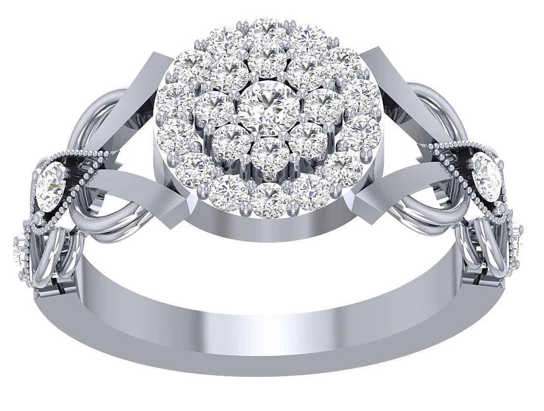 The Mila Double Halo Wedding Band 1.55 Carat Natural Diamond 14K Rose Gold Prong Set - Image 4