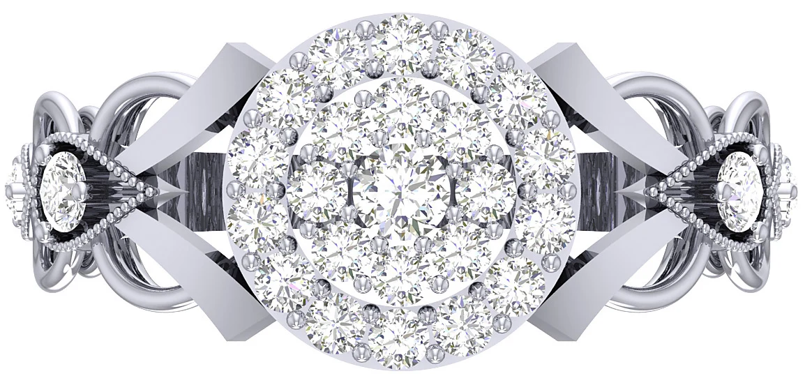 The Mila Double Halo Wedding Band 1.55 Carat Natural Diamond 14K Rose Gold Prong Set - Image 8