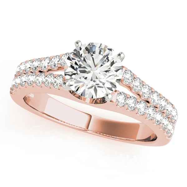 Double Row Lab Grown Diamond Split Shank Engagement Ring VS F 1.50 Ct  14K Gold - Image 2