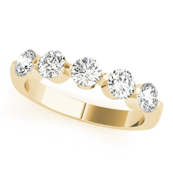 Elegant 5 Stone Shared Prong Anniversary Ring 1.00-1.50 Carat VS F Lab Grown Diamonds 14K Gold