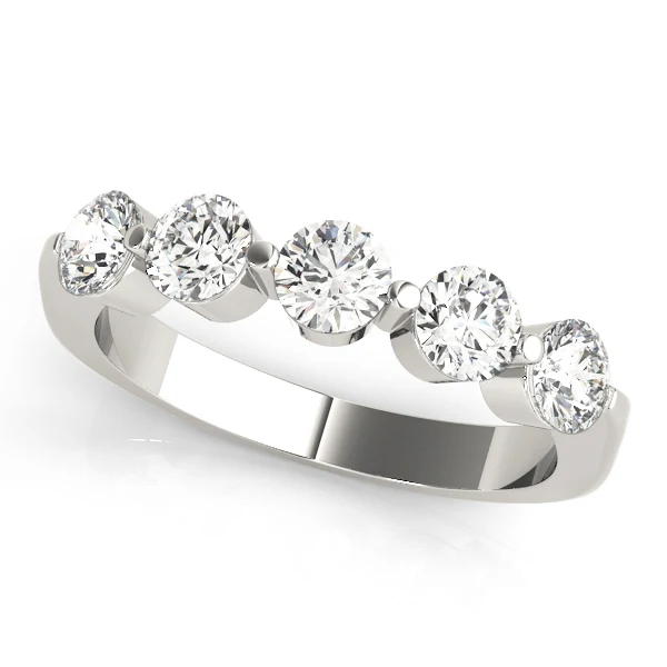 Elegant 5 Stone Shared Prong Anniversary Ring 1.00-1.50 Carat VS F Lab Grown Diamonds 14K Gold - Image 2