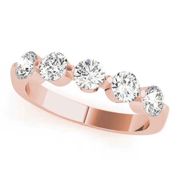 Elegant 5 Stone Shared Prong Anniversary Ring 1.00-1.50 Carat VS F Lab Grown Diamonds 14K Gold - Image 3