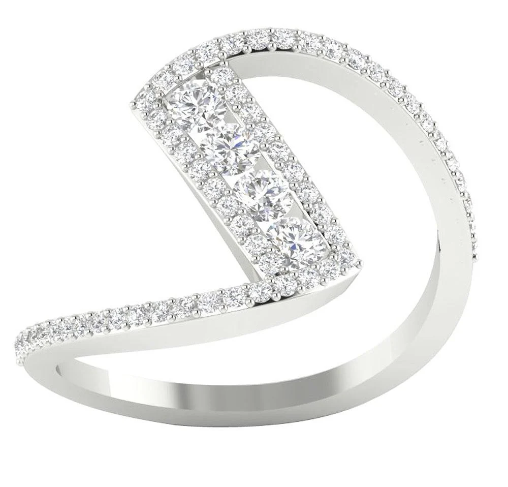 The Maya Engagement Fashion Natural Diamond Ring Prong & Channel Set 14K Gold 14.85 MM