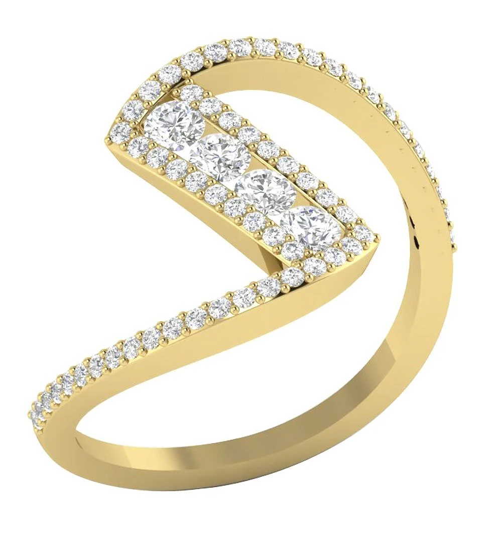The Maya Engagement Fashion Natural Diamond Ring Prong & Channel Set 14K Gold 14.85 MM - Image 2