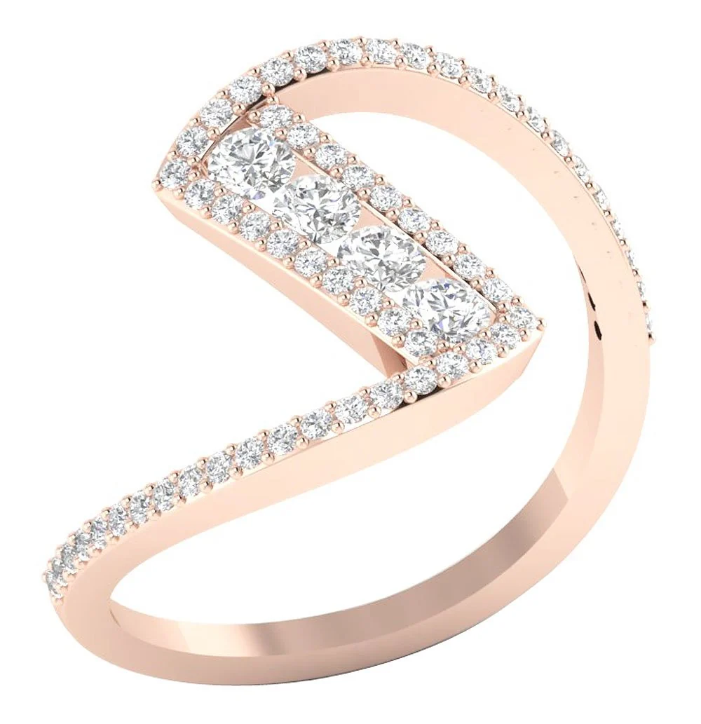The Maya Engagement Fashion Natural Diamond Ring Prong & Channel Set 14K Gold 14.85 MM - Image 3