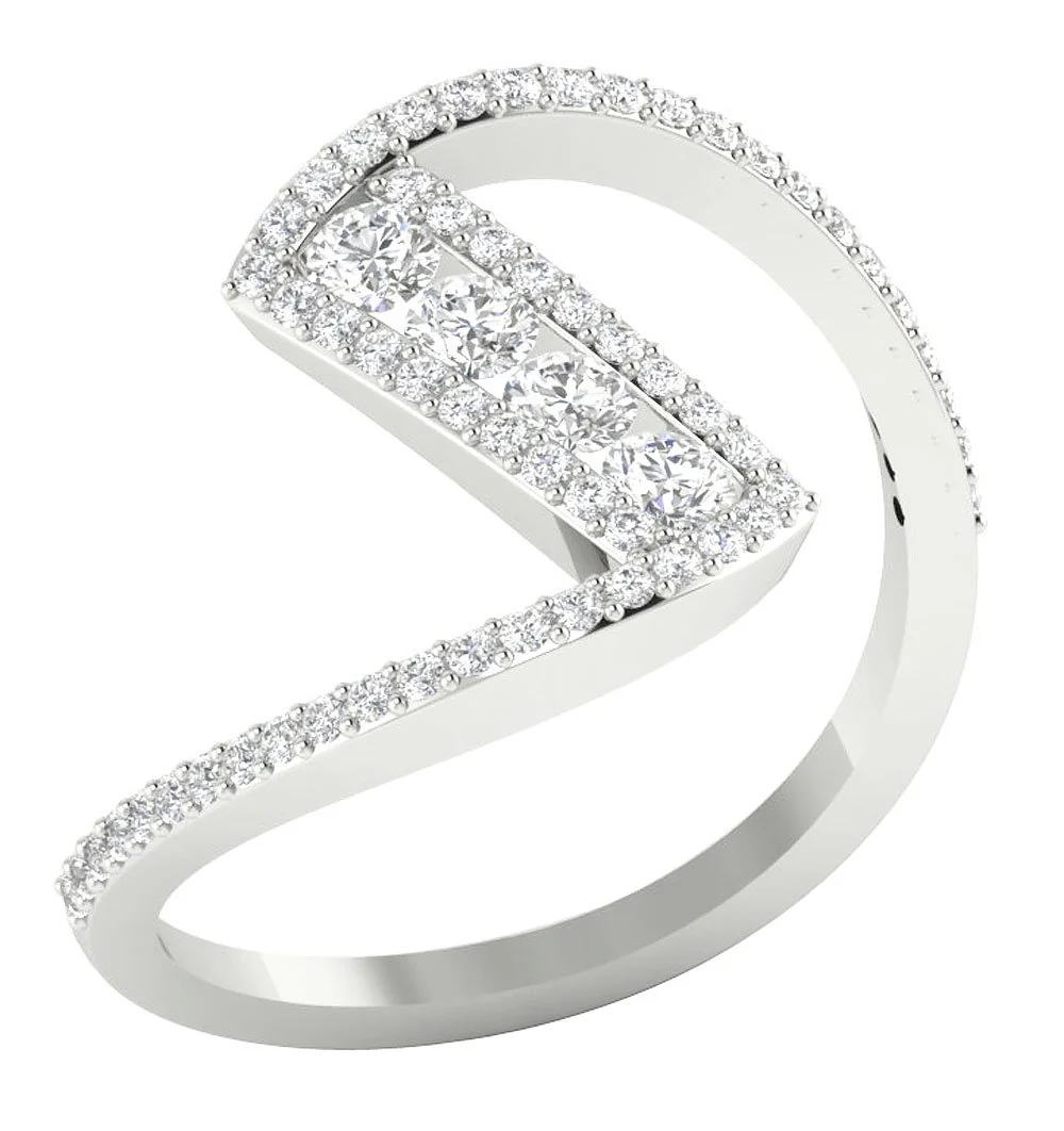 The Maya Engagement Fashion Natural Diamond Ring Prong & Channel Set 14K Gold 14.85 MM - Image 5