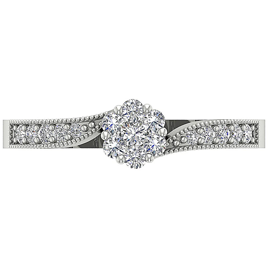 The Elizabeth Engagement Wedding Ring Natural Diamond 14K Solid Gold Pave Set - Image 4