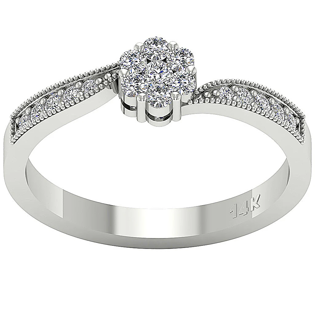The Elizabeth Engagement Wedding Ring Natural Diamond 14K Solid Gold Pave Set - Image 5