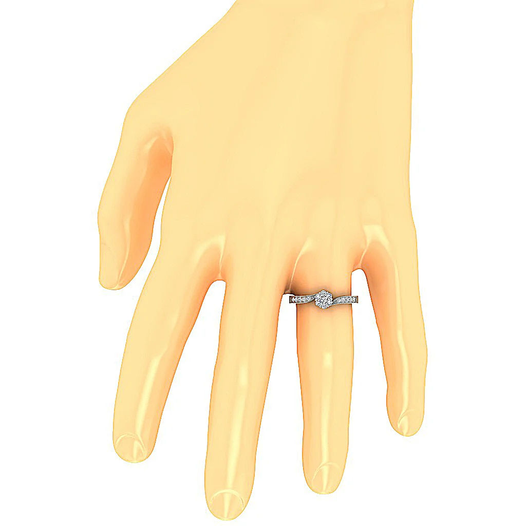 The Elizabeth Engagement Wedding Ring Natural Diamond 14K Solid Gold Pave Set - Image 7