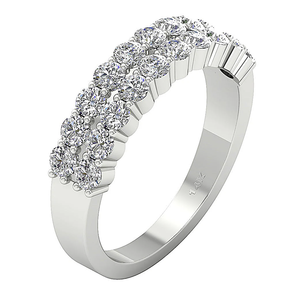 The Harper 2 Row Engagement Ring Natural Diamond 2.00 Carat 14K Solid Gold Prong Set