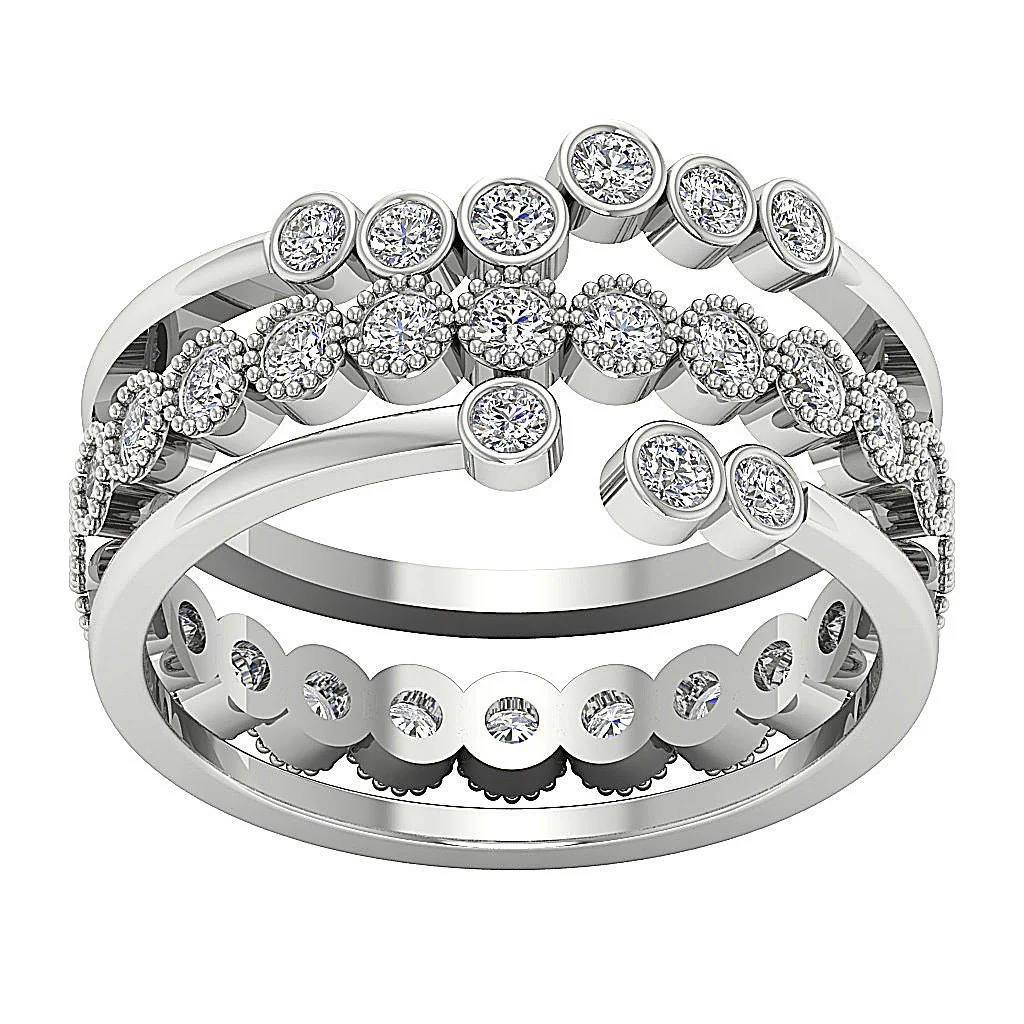 The Hailey 3 Engagement Ring Round Cut Diamond Bezel Set 14K Solid Gold 10.00MM - Image 5