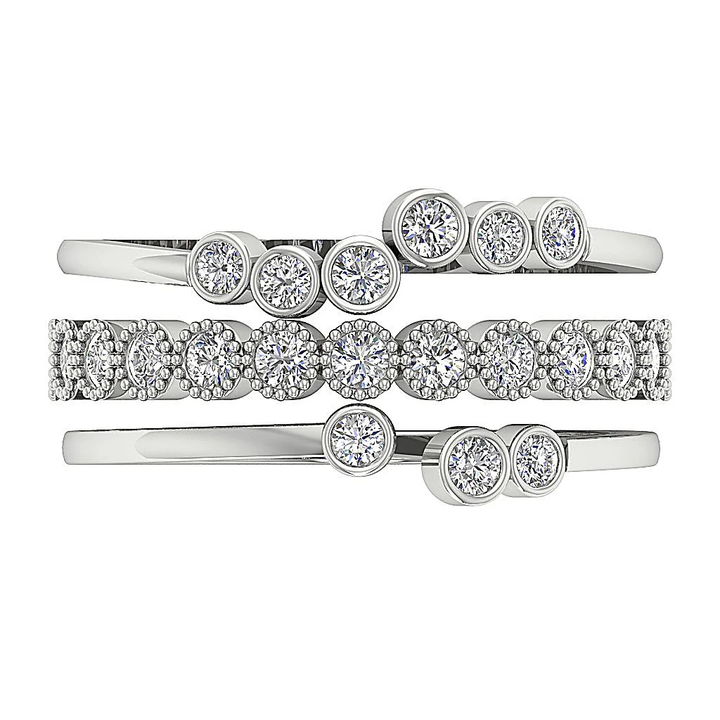 The Hailey 3 Engagement Ring Round Cut Diamond Bezel Set 14K Solid Gold 10.00MM - Image 6