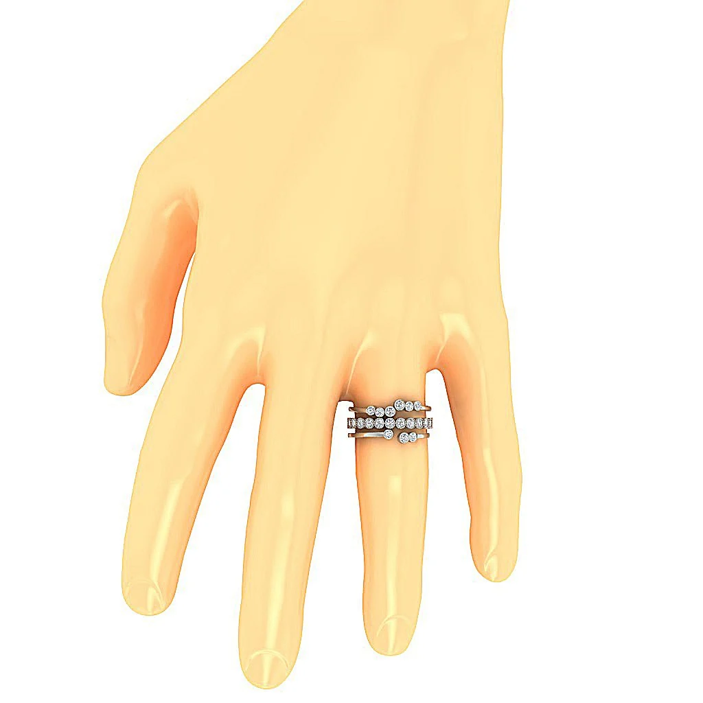 The Hailey 3 Engagement Ring Round Cut Diamond Bezel Set 14K Solid Gold 10.00MM - Image 7