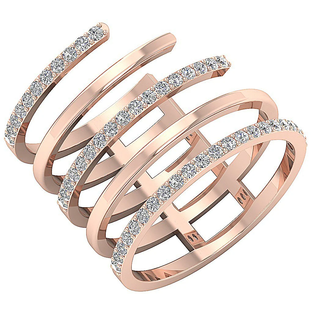 The Alice Engagement Round Diamond 14K Rose Solid Gold Ring Prong Set 17.50 MM