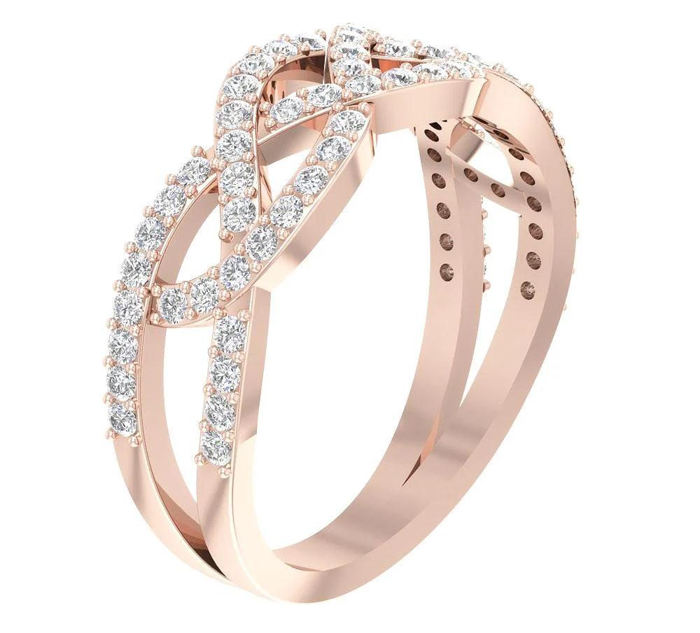 The Naomi Crossover Engagement Round Diamond Ring Prong Set 14K Solid Gold 7.85 MM - Image 3