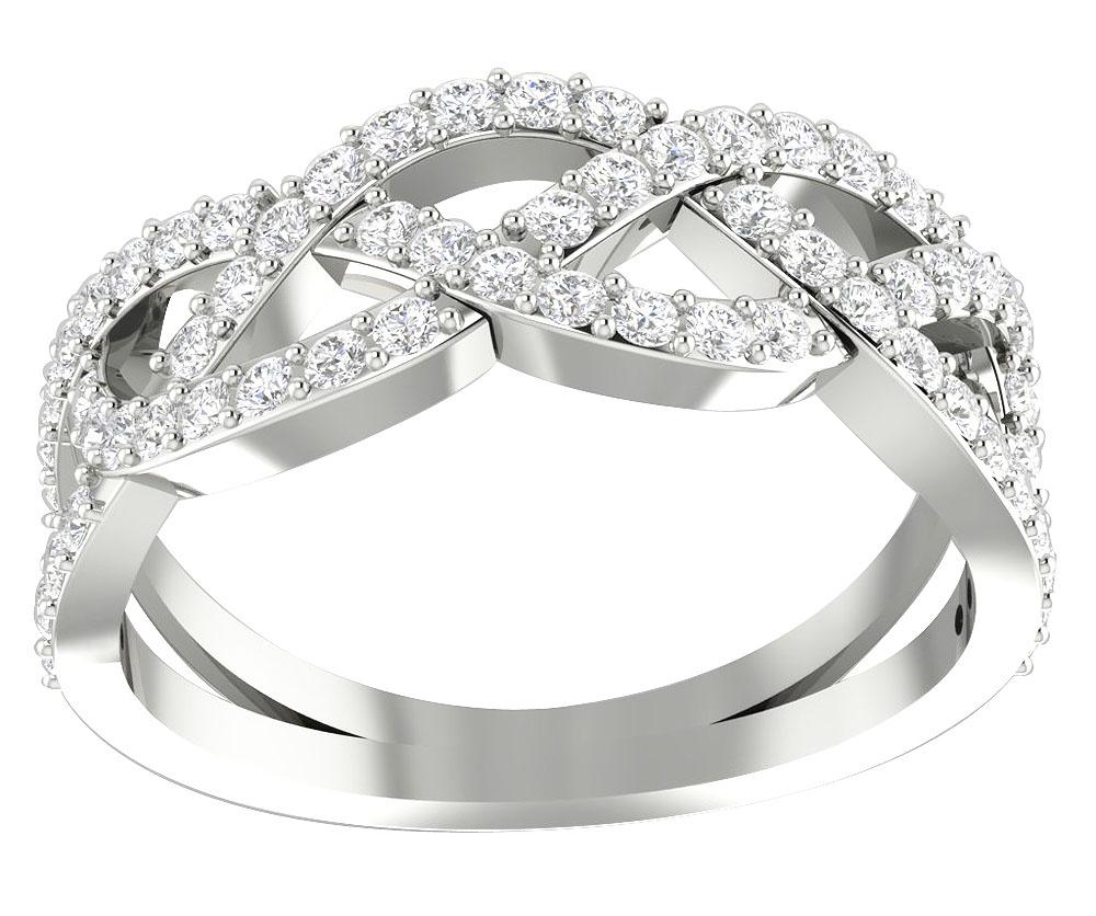 The Naomi Crossover Engagement Round Diamond Ring Prong Set 14K Solid Gold 7.85 MM - Image 5