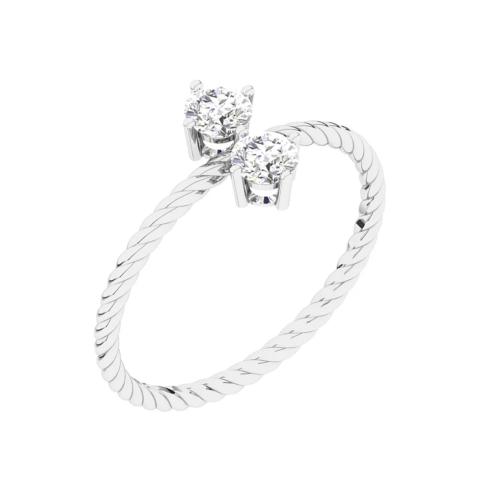 The Hannah 14k White Yellow Rose Gold Forever Us Two Stone Solitaire Diamond Anniversary Ring - Image 2