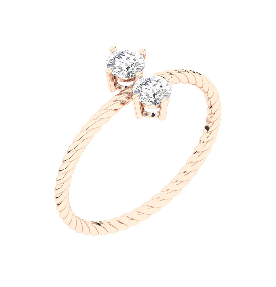 The Hannah 14k White Yellow Rose Gold Forever Us Two Stone Solitaire Diamond Anniversary Ring - Image 3