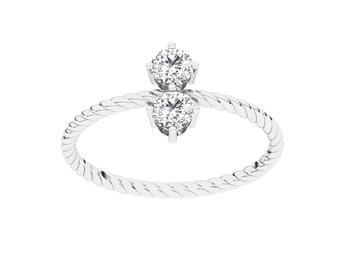 The Hannah 14k White Yellow Rose Gold Forever Us Two Stone Solitaire Diamond Anniversary Ring - Image 4