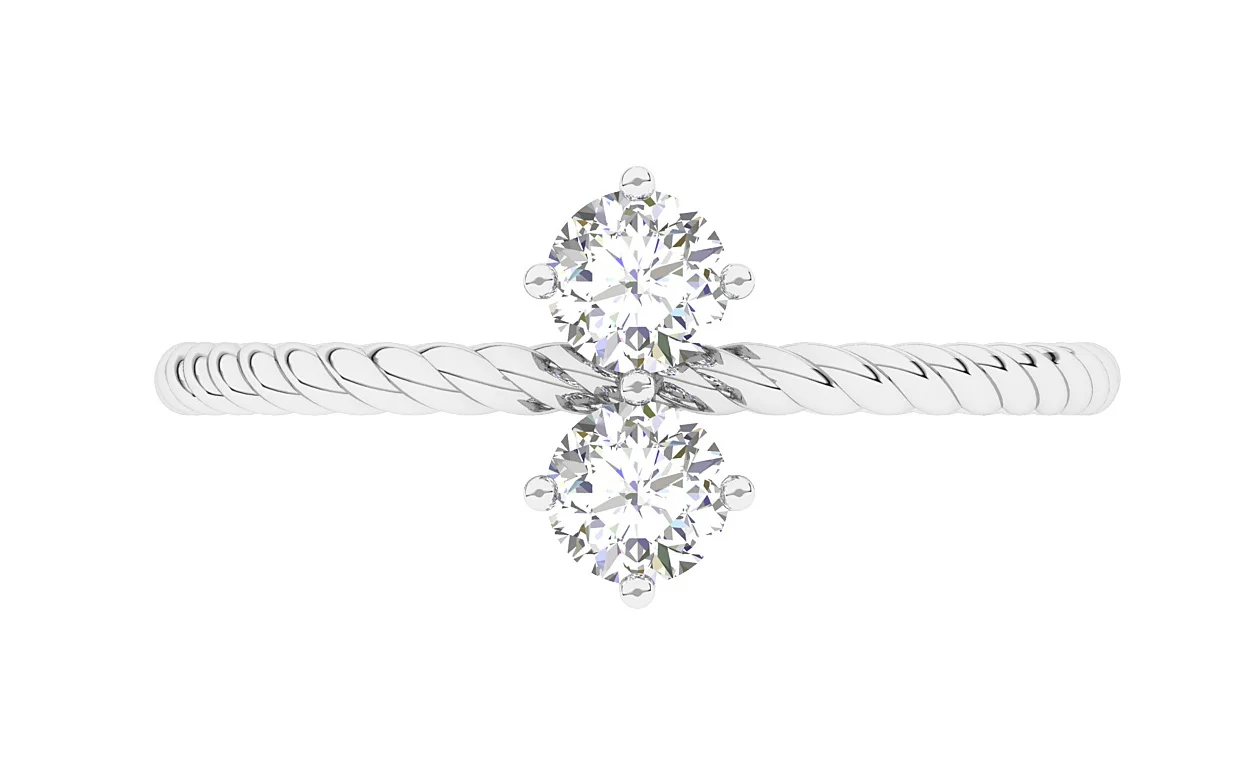 The Hannah 14k White Yellow Rose Gold Forever Us Two Stone Solitaire Diamond Anniversary Ring - Image 7