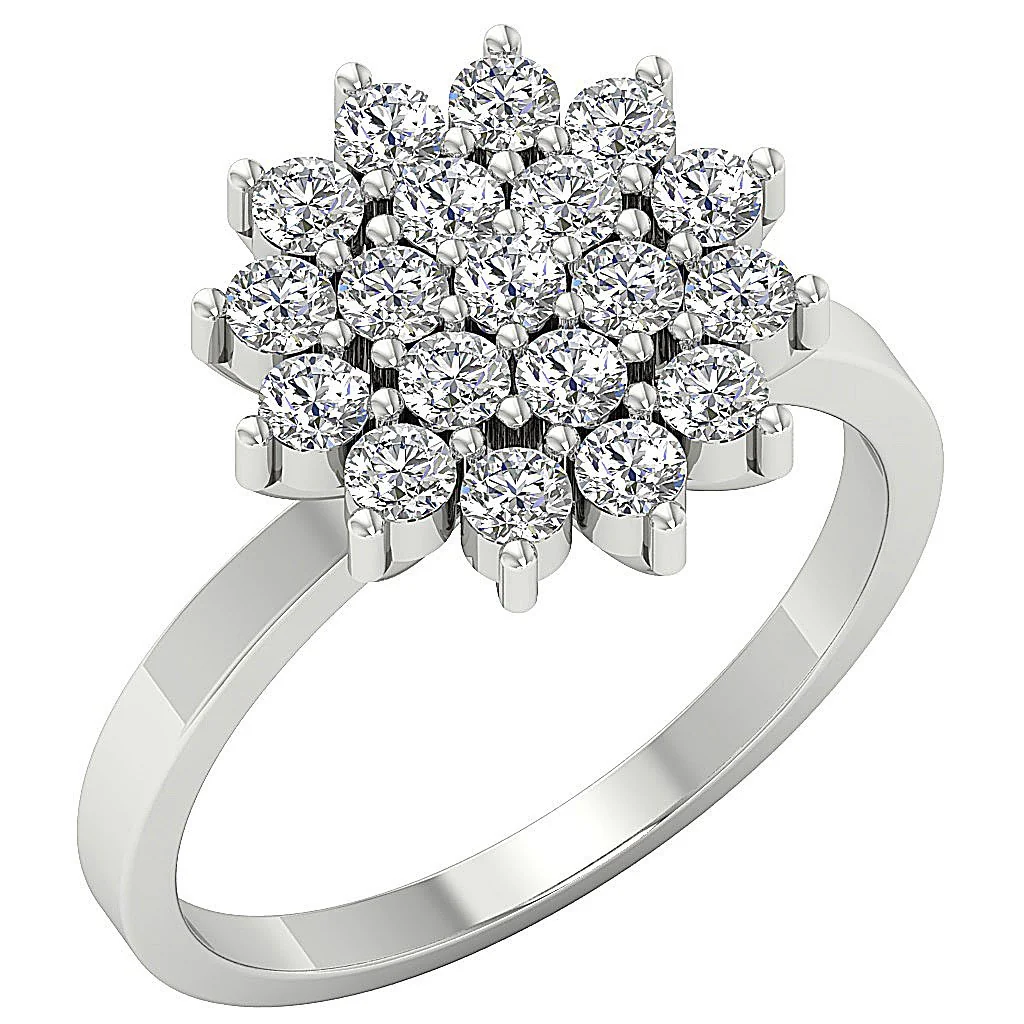 The Aaliyah Flower Design 14K Solid Gold Wedding Ring Natural Diamond 1.35 Ct 14.50MM