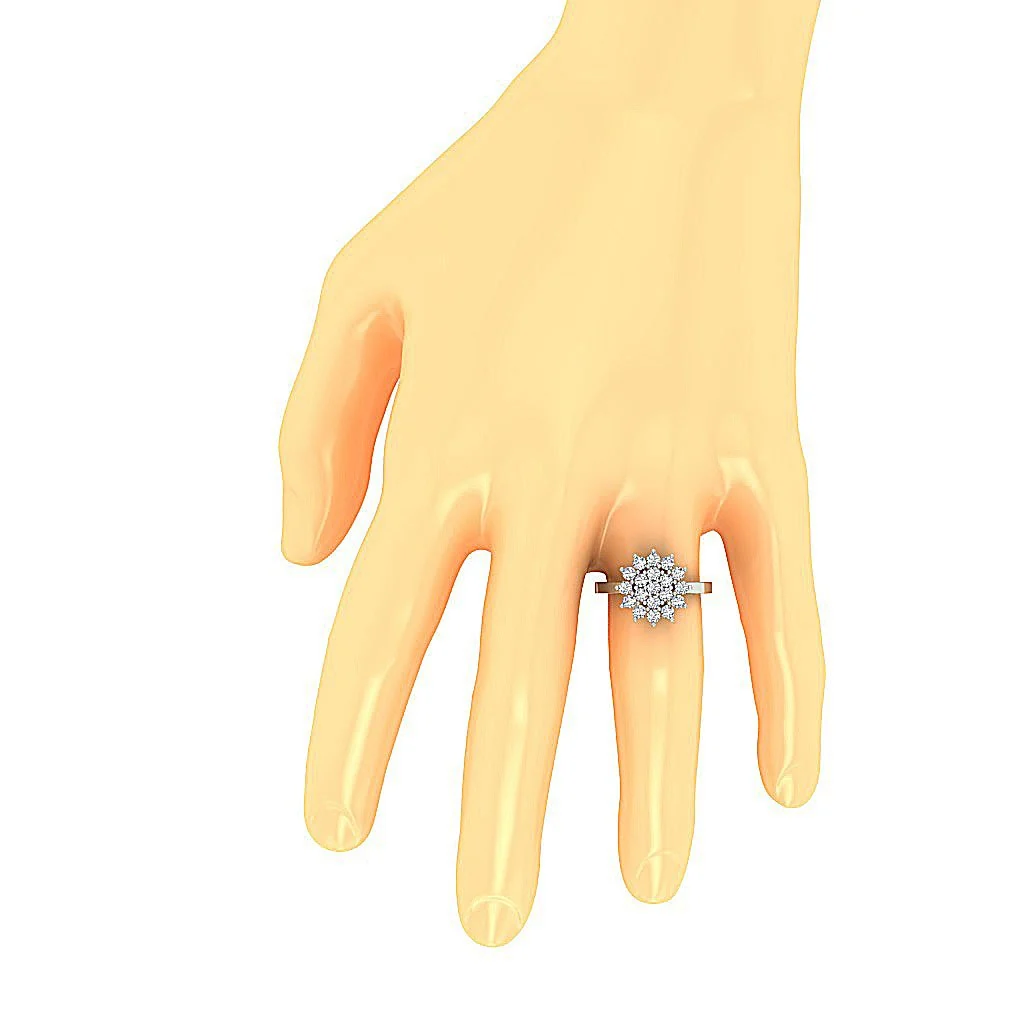 The Aaliyah Flower Design 14K Solid Gold Wedding Ring Natural Diamond 1.35 Ct 14.50MM - Image 6