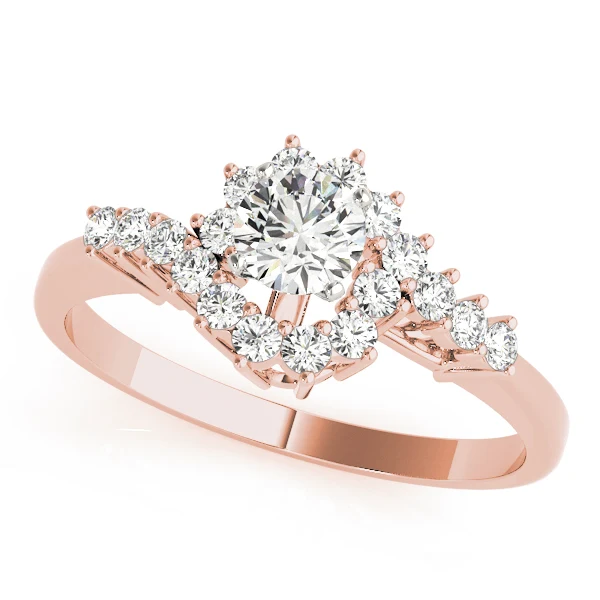 For Women Round Cut Lab Grown Diamond Unique Curved Cluster Engagement Ring VS F 1.20Carat 14K Gold - Image 3