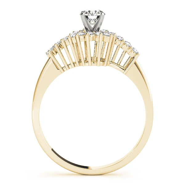 For Women Round Cut Lab Grown Diamond Unique Curved Cluster Engagement Ring VS F 1.20Carat 14K Gold - Image 4