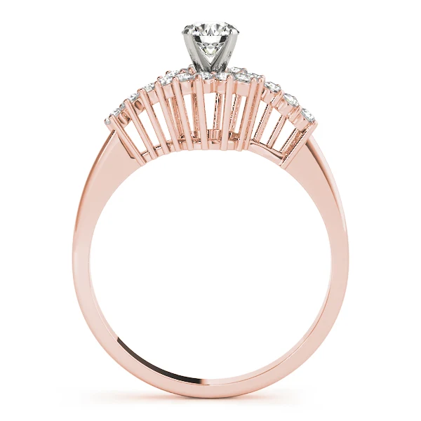 For Women Round Cut Lab Grown Diamond Unique Curved Cluster Engagement Ring VS F 1.20Carat 14K Gold - Image 5