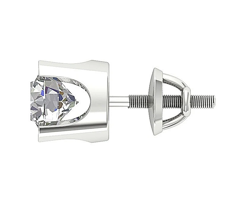 VS F 0.50/0.75/1.00 Ct Lab Grown Solitaire Diamond Stud Earring 14K Yellow Gold U Prong Set - Image 9