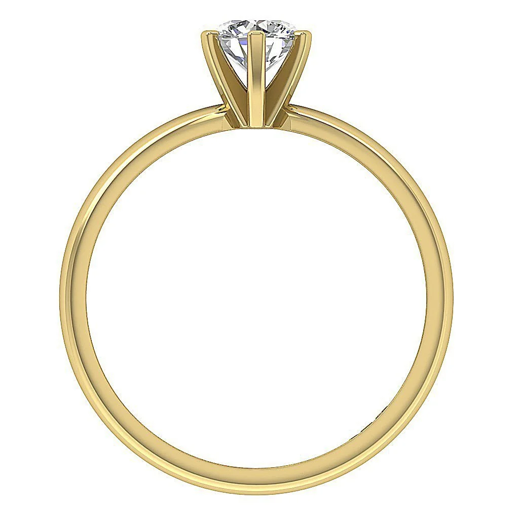 G Color 1/2 Carat Round Diamond Solitaire Ring in 14k Yellow Gold - I1/SI1 - Image 3