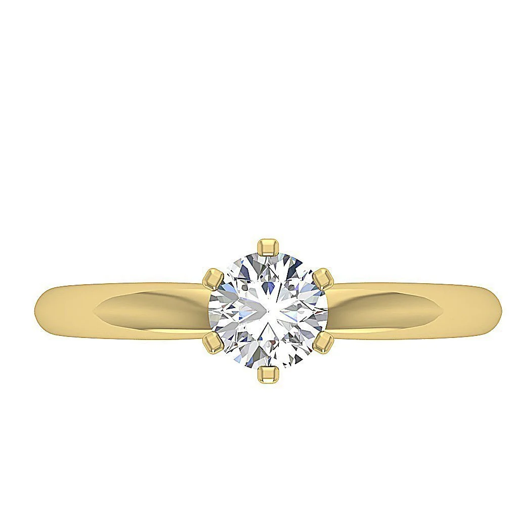 G Color 1/2 Carat Round Diamond Solitaire Ring in 14k Yellow Gold - I1/SI1 - Image 4