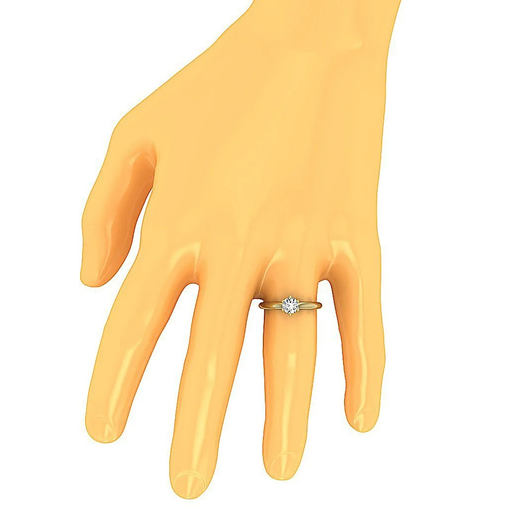 G Color 1/2 Carat Round Diamond Solitaire Ring in 14k Yellow Gold - I1/SI1 - Image 5