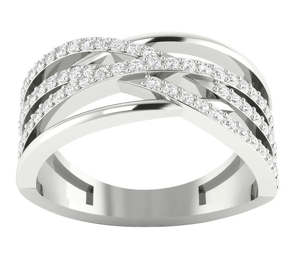 The Elena Genuine Diamond 14K Solid Gold Criss cross Wedding Ring Prong Set 8.95 MM - Image 5