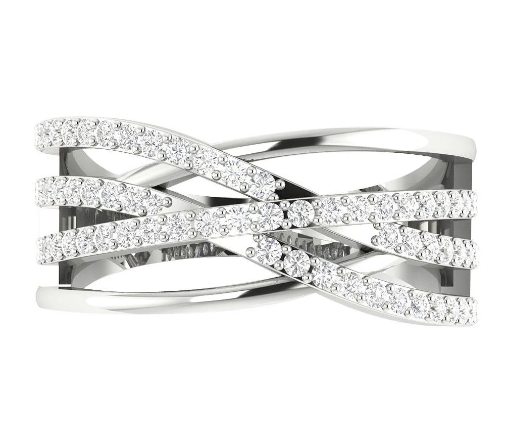 The Elena Genuine Diamond 14K Solid Gold Criss cross Wedding Ring Prong Set 8.95 MM - Image 6