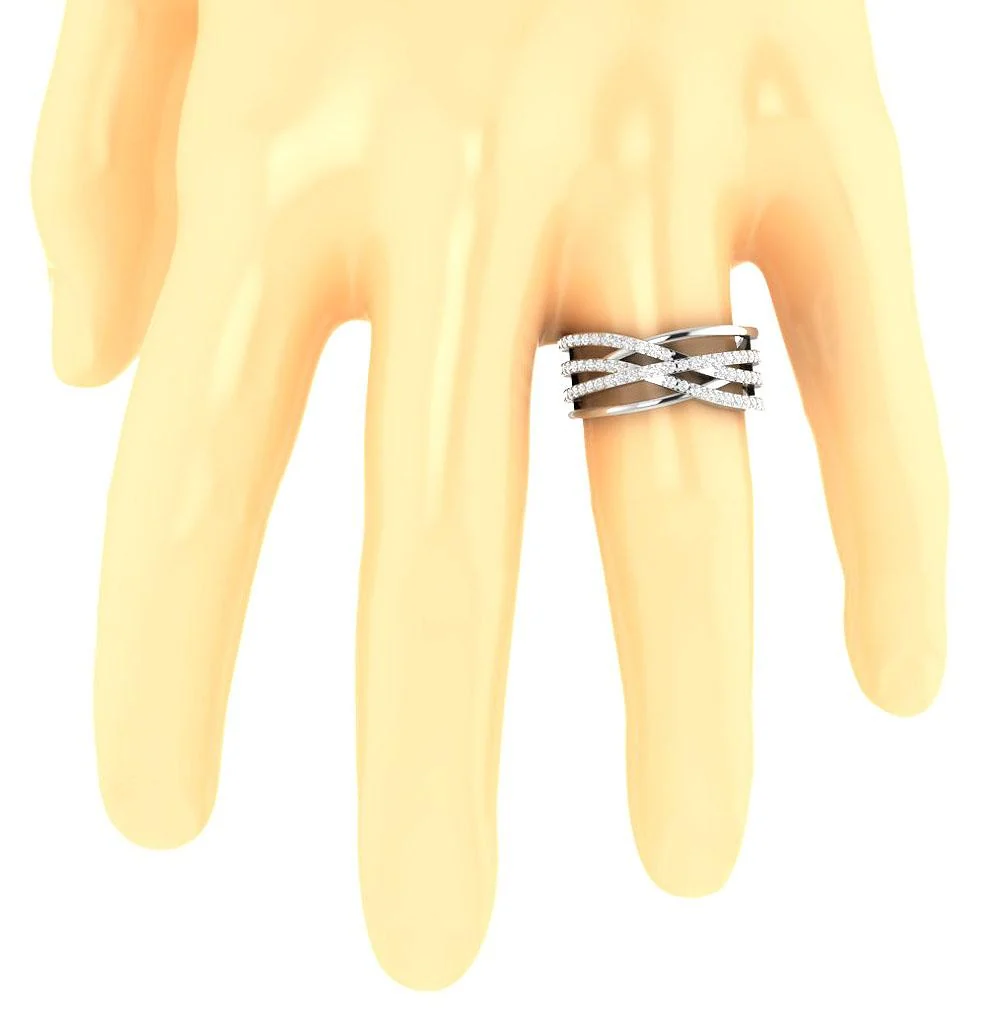 The Elena Genuine Diamond 14K Solid Gold Criss cross Wedding Ring Prong Set 8.95 MM - Image 7