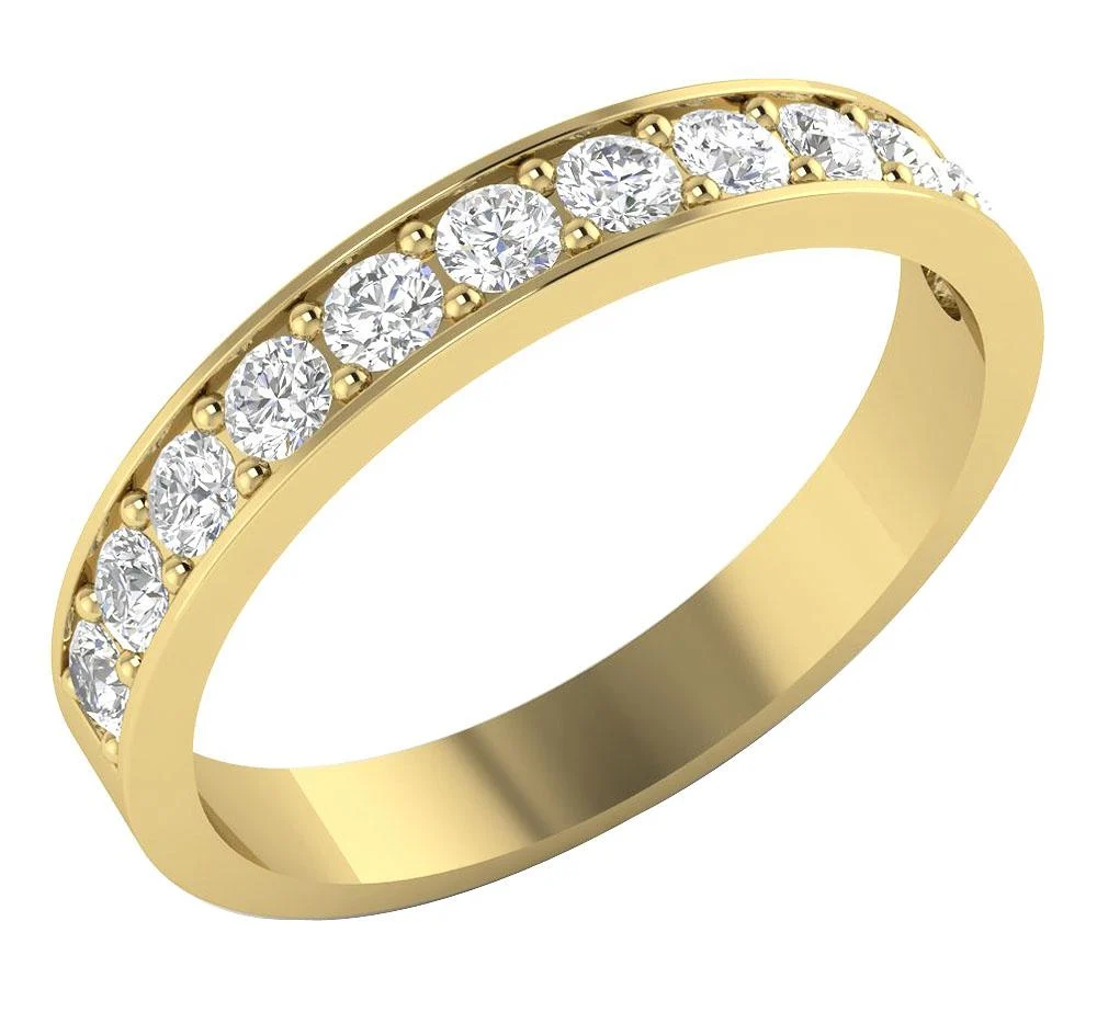 The Paisley Genuine Diamond Prong Set Anniversary Ring 0.75 Ct 14K Solid Gold 3.40 MM