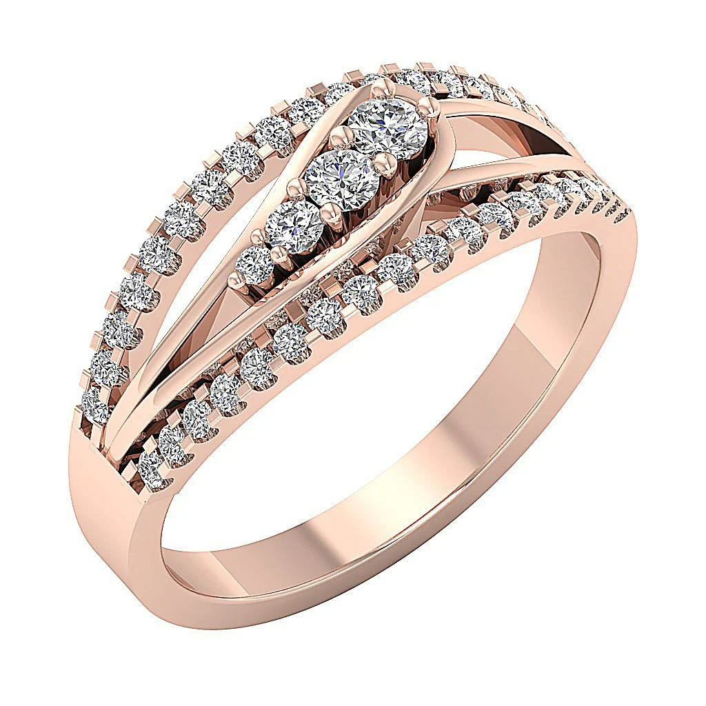 The Raelynn Sparkly Genuine Round Cut Engagement Wedding Ring 14K Rose Gold 8.35 MM