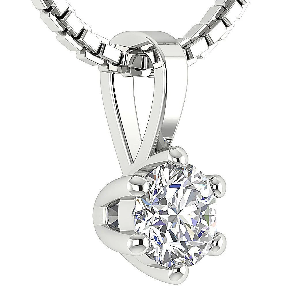 Elegant Solitaire Diamond Pendant Necklace I1/SI1 G 0.25Ct Six Prong Set  14K Yellow Gold - Image 6